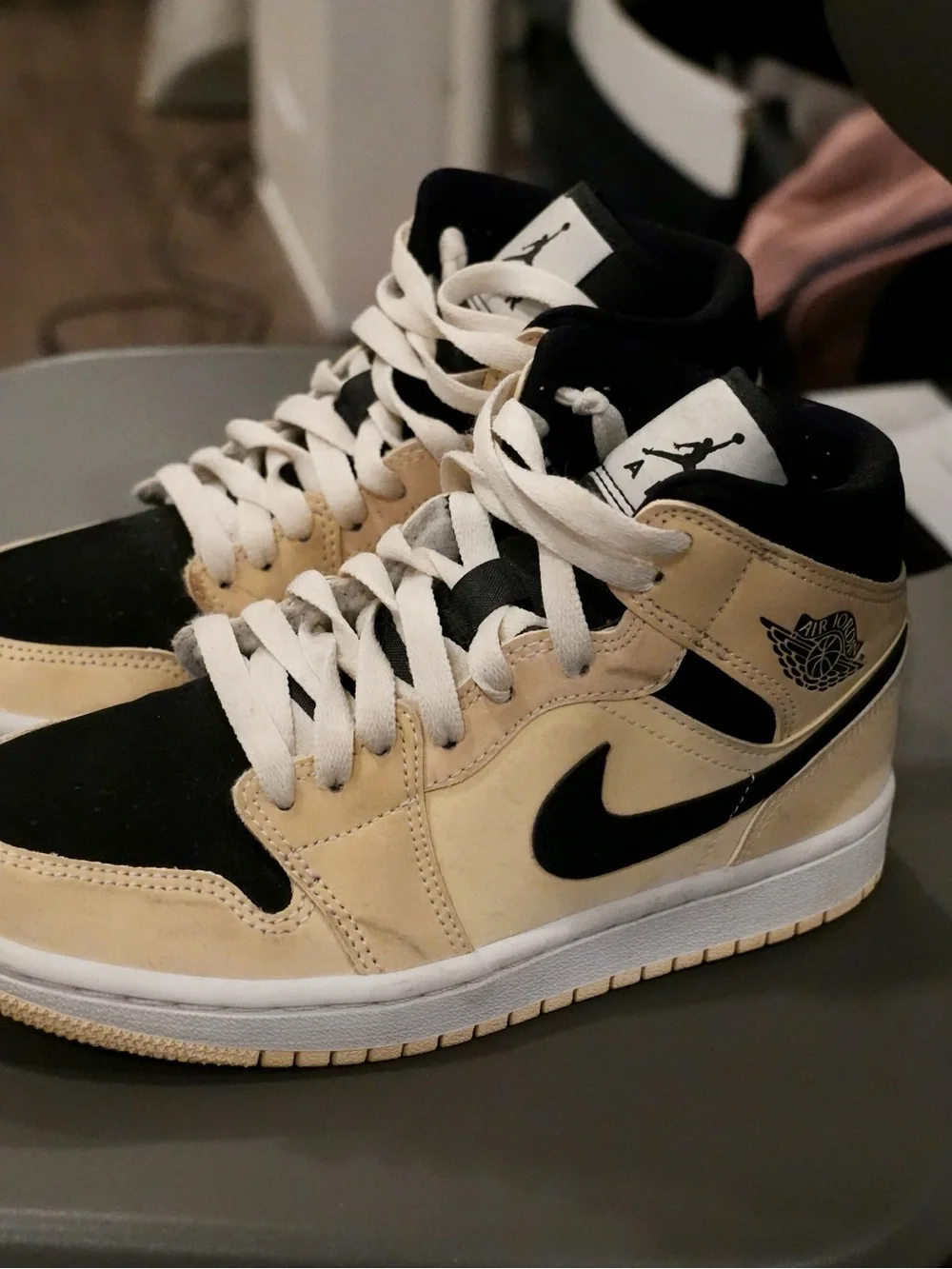 Jordan High-Top Sneakers in Black & Tan